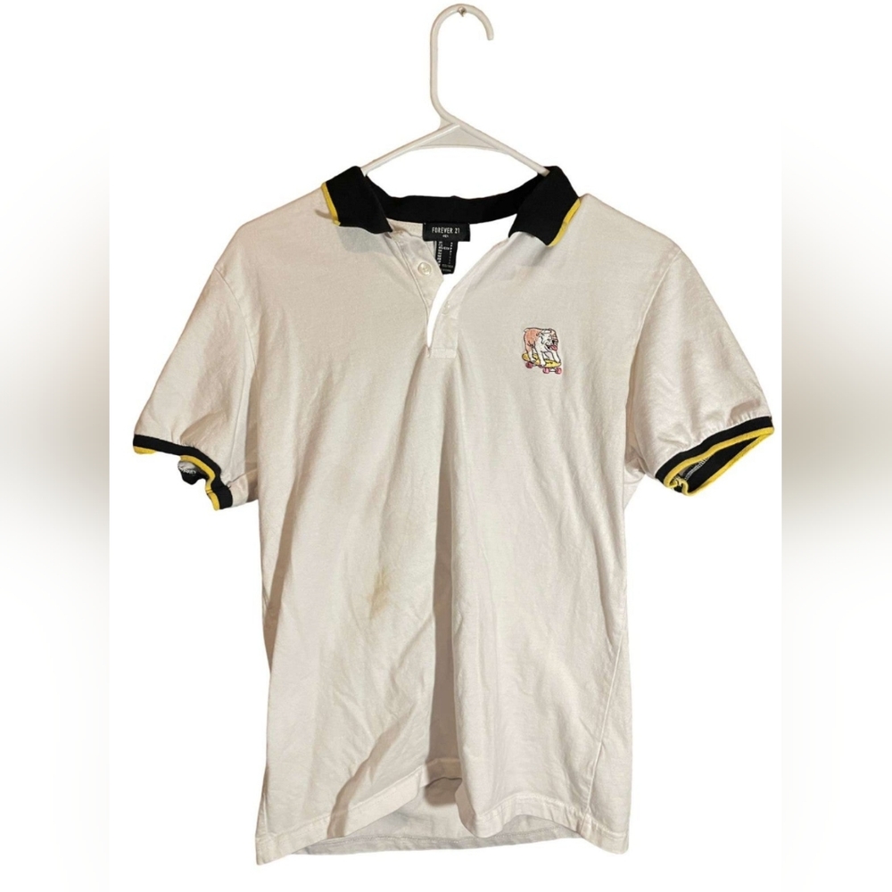 Forever 21 Short-Sleeve Skateboarding Pug Polo, Size S